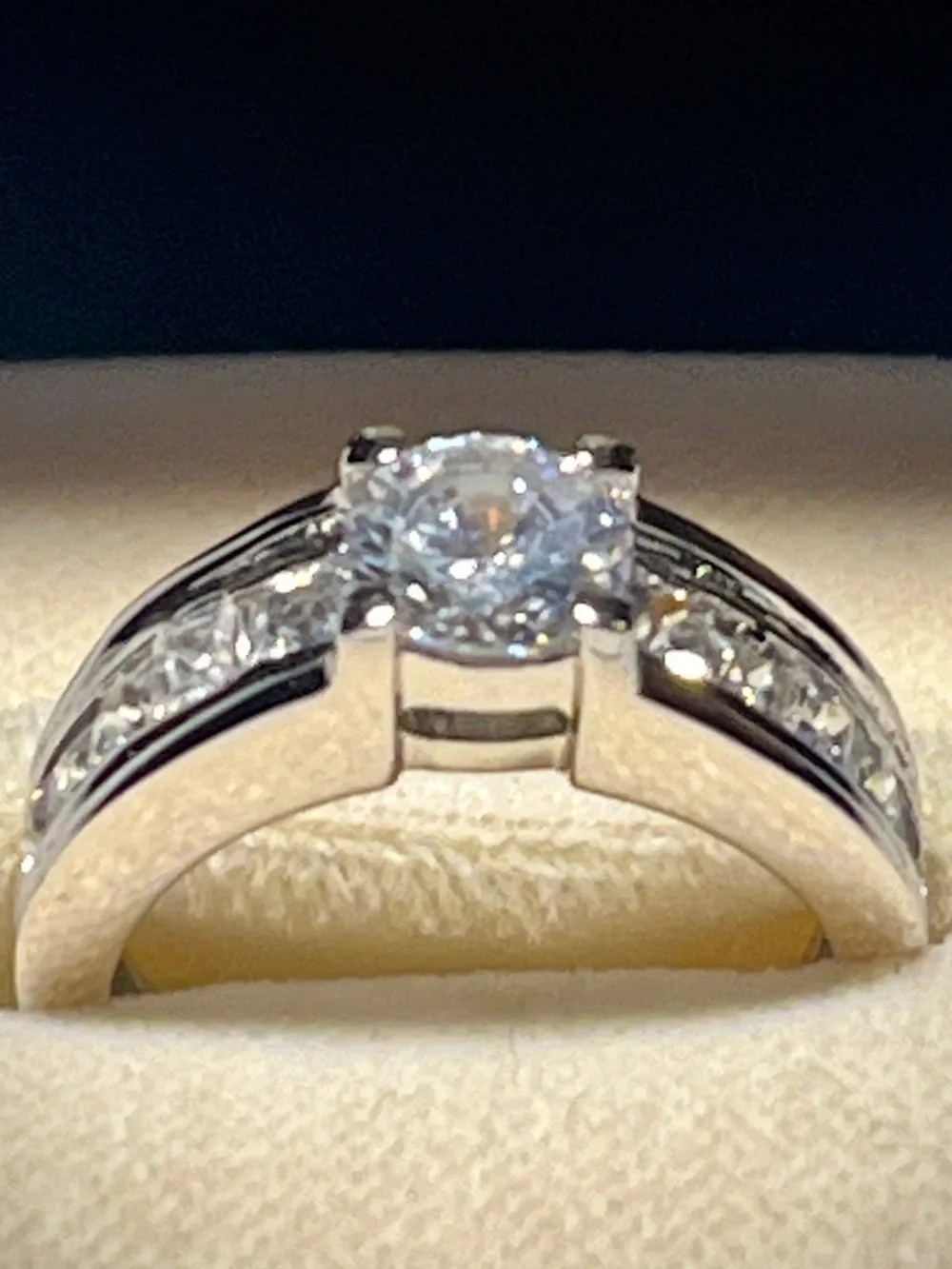 Vintage Cathedral-Style Cubic Zirconia Sterling Silver 925 Mounted Ring | Size 9